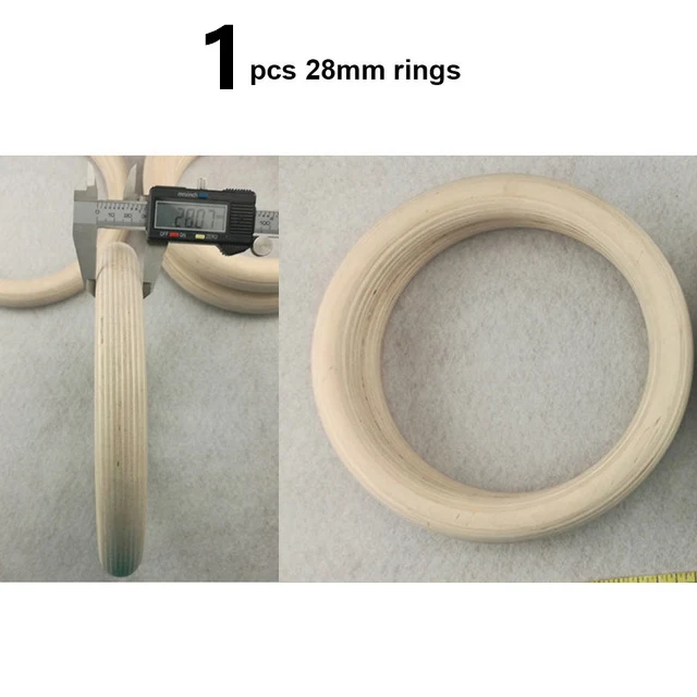 28/32 мм профессиональное деревянное гимнастические кольца для тренажерного зала кольца с регулируемой длиной пряжки ремешки тренировки для домашнего спортзала и кросс Фитнес - Цвет: 1 pcs ring 28mm