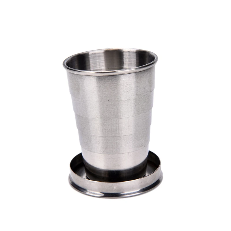 75 ml Acero inoxidable plegable telescópico plegable taza de agua taza de cerveza al aire libre viaje Camping suministros plegable Drinkware