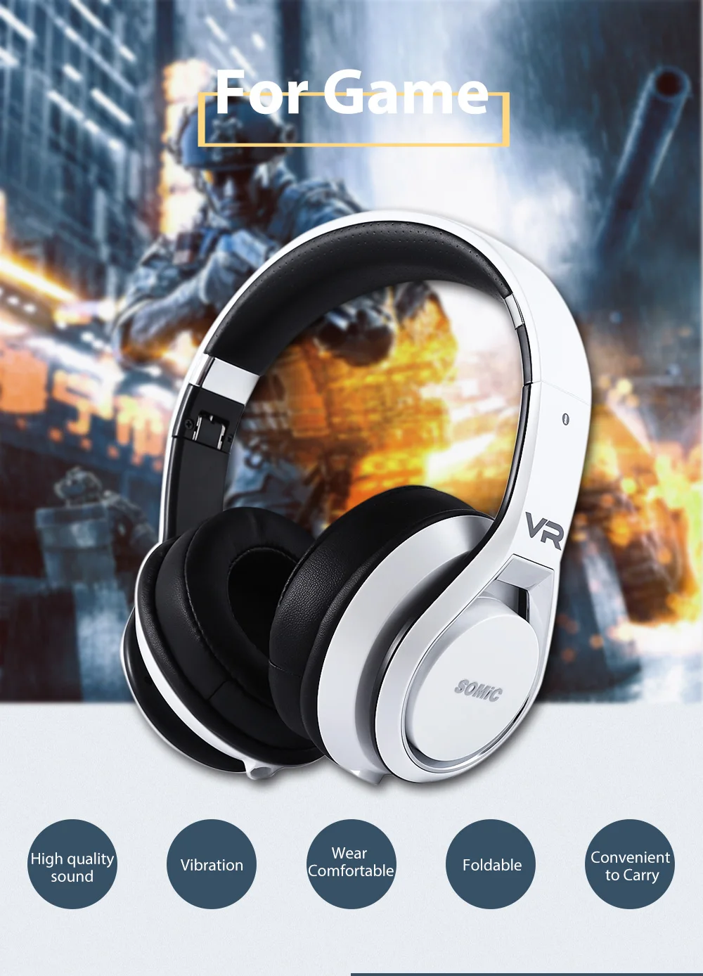 

SOMIC VRH360 4D Portable Headset 3.5MM Plug Gaming Headphones With Noise Cancelling Microphone Answering Phone Support Vibrate