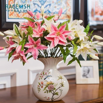 

American Pastoral Poetry Shikai Rui ceramic painting small vase floral decoration overall European Home Furnishing