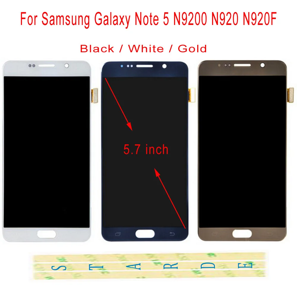 

STARDE Replacement LCD For Samsung Galaxy Note 5 N9200 N920 N920F LCD Display Touch Screen Digitizer Sense Assembly 5.7"