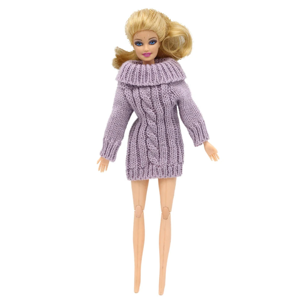 Ручной работы многоцветный Мини вязаный свитер шуба кукла аксессуары Топы платье Повседневная одежда Одежда для куклы-Барби детская игрушка