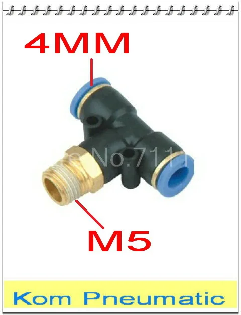 

Wholesale 100PCS/LOT APB PB 4-M5 Male Branch Tee 3 Way T Quick One Touch Air Fitting Pipe Joint 4mm Tube M5 Thread