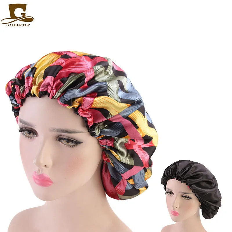 Женский двухслойный шелковистый DU-RAG, покрытие для волос, аксессуары, волнистые шапки, тряпки, цветочный чепчик, для салона, шапка, тюрбан, Durag doo rag, головной убор