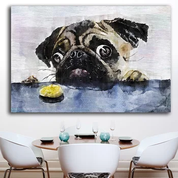

Large Size Wall art Wall Decor Wall Painting Pug-And-Cookie oil Painting Print Nice Painting wall picture for living room
