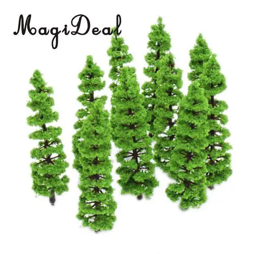 MagiDeal 10Pcs Model Fir Tree Train Raliway Forest Street Plastic Trunks Set Scenery Layout for Table Garden Landscape Decor