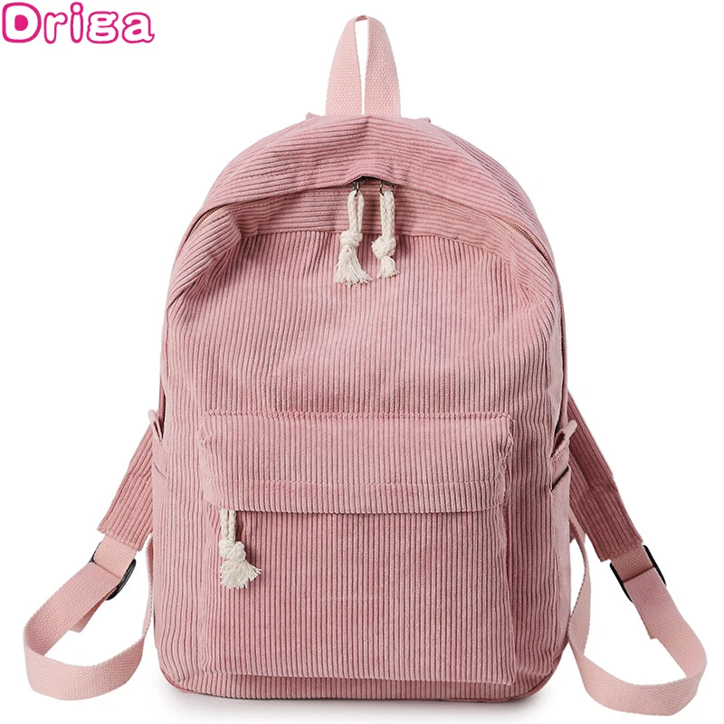 

Driga Preppy Style Soft Fabric Backpack Female Corduroy Design School Backpack For Teenage Girls Striped Backpack Women