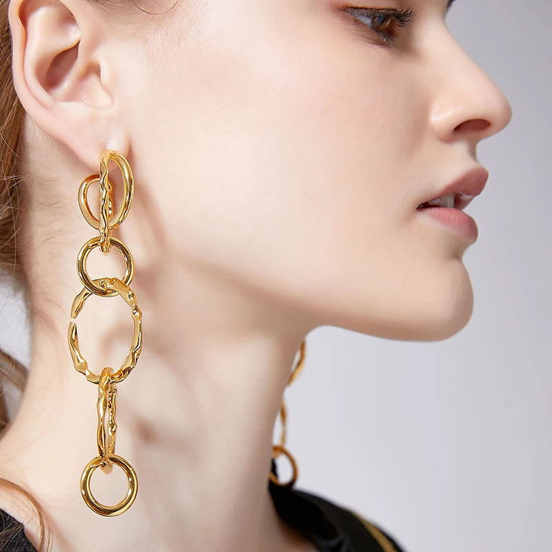 

Circle asymmetrical design personality minimalist fashion drop earrings