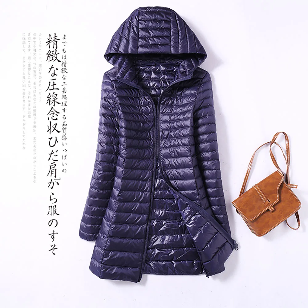 buy  2019 Spring Autumn Women's Long Jacket Coat Parka Simple Quilted Windproof Warm Duck Down Jacket Fe