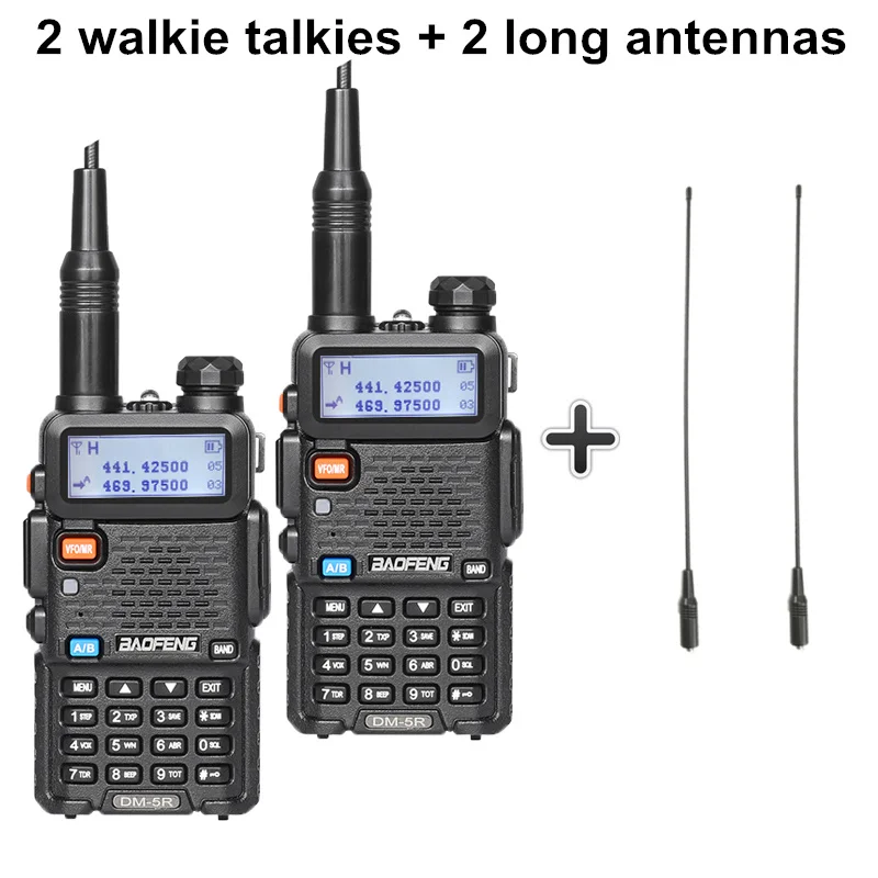 2 шт. Baofeng DM-5R цифровые радиостанции Portatiles Uhf Vhf рация ПМР 10 км DMR радио CB коротковолновым приемником Baofeng Uv-5r Uv5r плюс - Цвет: Add 2 38cm antennas