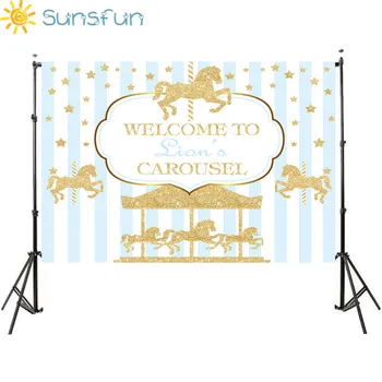 

Sunsfun 7x5ft Vinyl Photography Background Carousel Unicorn Balloon Newborn Birthday Party Custom Photo Background 220x150cm