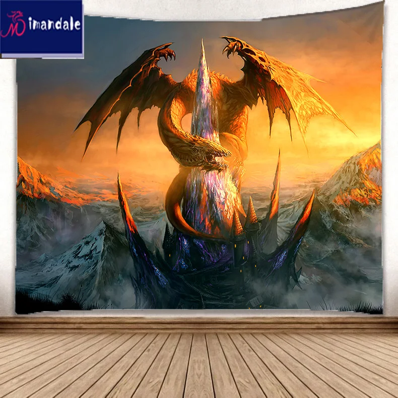 

imandale Dragon of Devil Art Pattern HippieTapestry Wall Hanging Thicken Tapestries Home & Living Decorative Wall Art