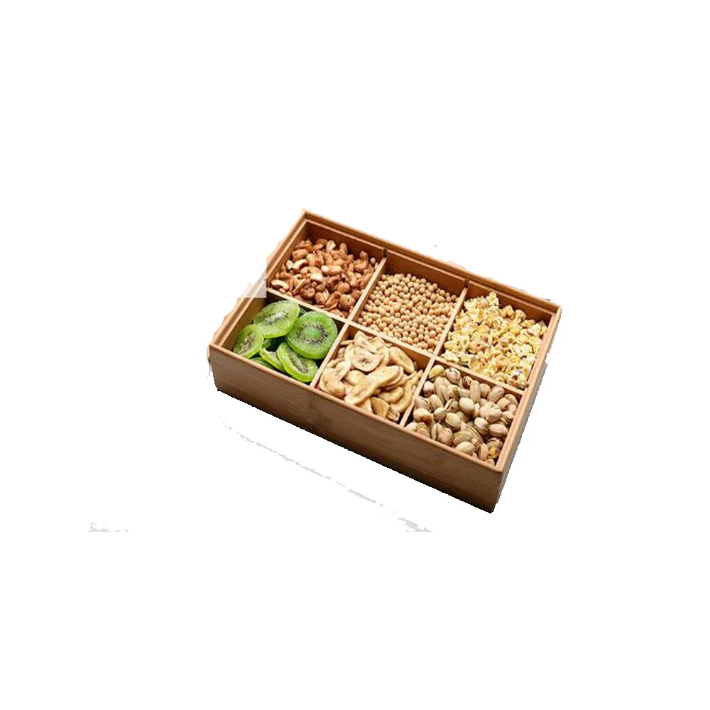 Деревянные японские Гостиная Бамбук 6 сетки фрукты свадьбы коробка конфет дыни закуски Сухофрукты чаша коробка для хранения