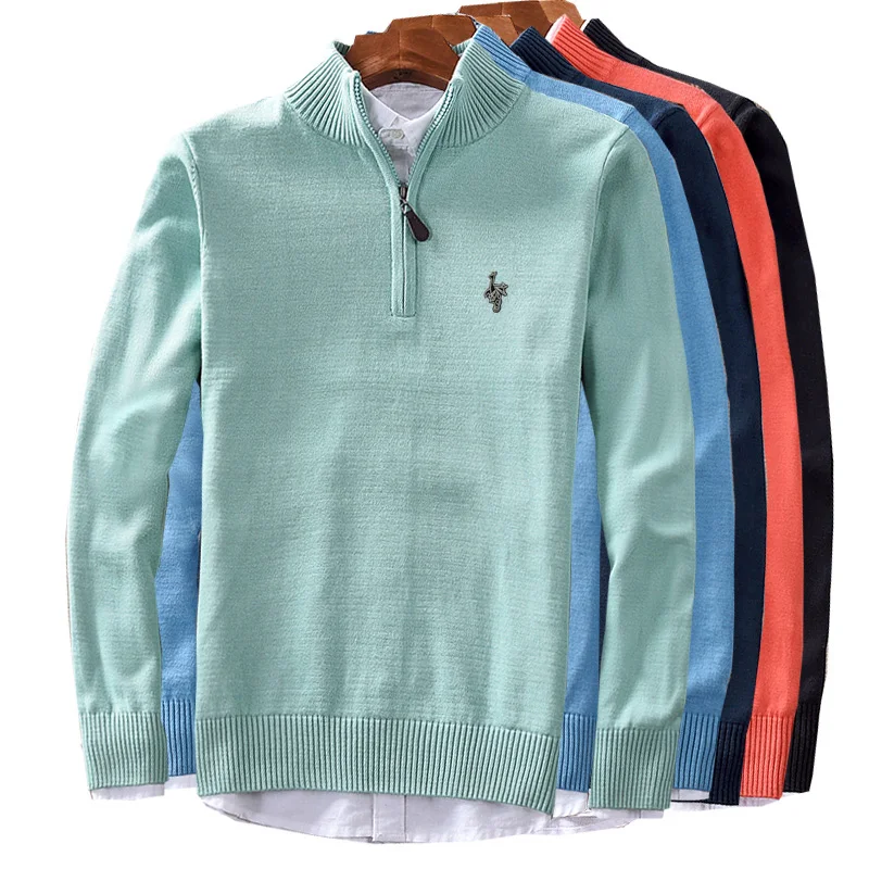 2019 Winter and Autumn New Men's Thick Sweaters Men's Slim Fit Cotton High Collar Coat Solid Sweater Jacket m-3xl