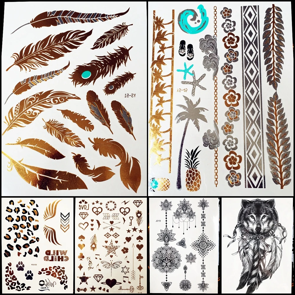 Tatouage taty الذهب الذهبي الفضة الوشم النساء الحناء HYS-99 الدانتيل زهرة أساور فلاش المعدنية لصاقات وشم حزب الجسم الفن Tatouage taty الذهب الذهبي الفضة الوشم النساء الحناء HYS-99 الدانتيل زهرة أساور فلاش المعدنية لصاقات وشم حزب الجسم الفن