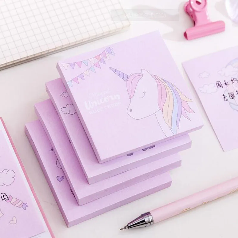 Kawaii Pink Unicorn Post His sticker Студенческая портативная записная книжка для офиса квадратное сообщение N Times стикер школьные принадлежности канцелярские принадлежности