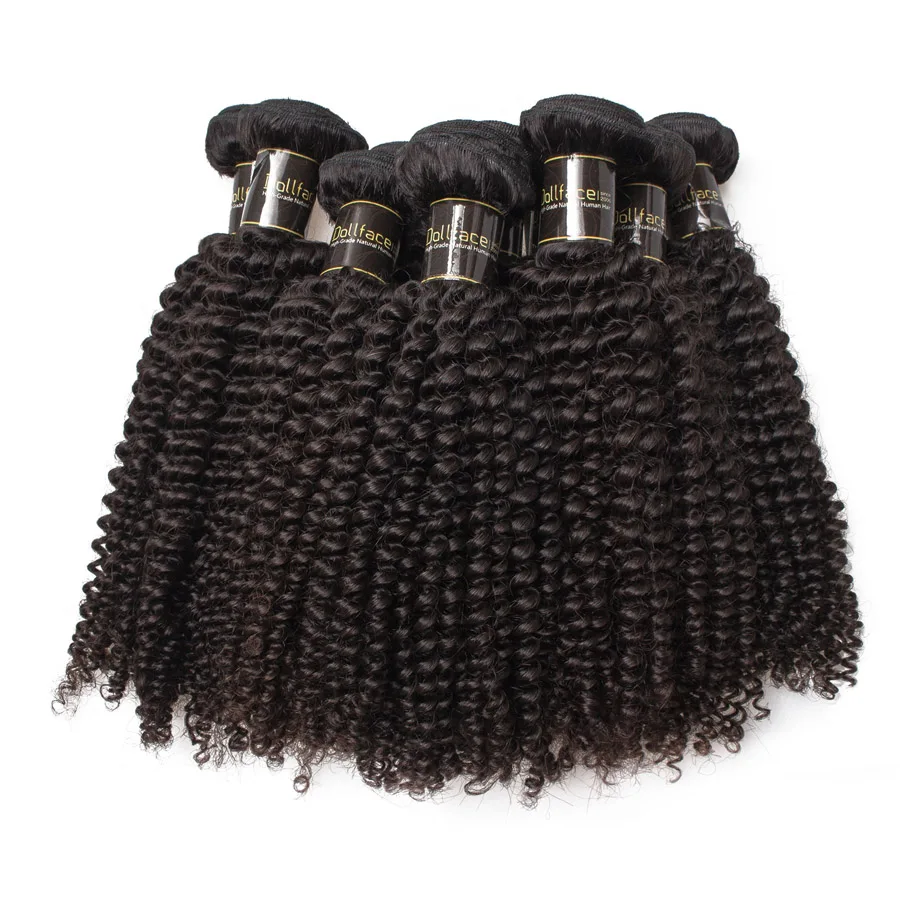 Dollface 10Pcs Human Hair Bundles Brazilian Hair Weave Bundles Kinky Curly Remy Hair Extension Free Shipping