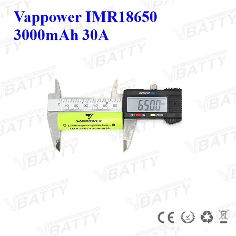 18650 30A Vap power 3000mAh 3,7 V 30 amp литий-ионная аккумуляторная батарея для электронных сигарет(1 шт