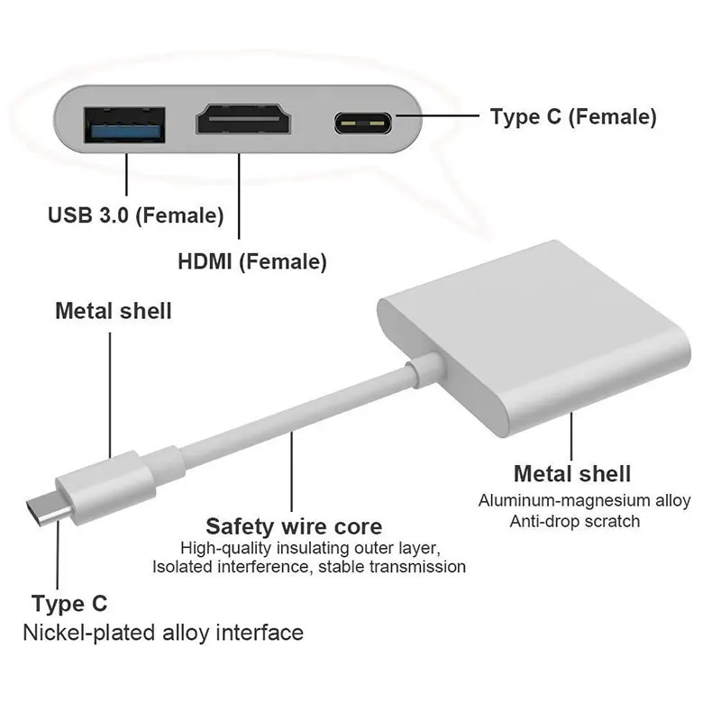 Адаптер Ascromy USB 3 1 Type C к HDMI 0 кабель конвертер адаптер для зарядки MacBook Chromebook Pixel Samsung