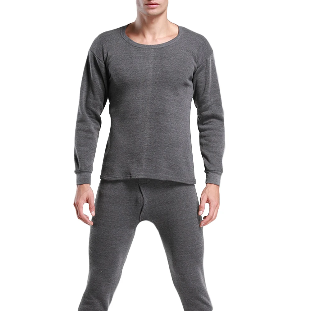 Новая мода зимний мужской ультра мягкий термобелье набор топ футболка+ длинные штаны - Цвет: Dark Gray