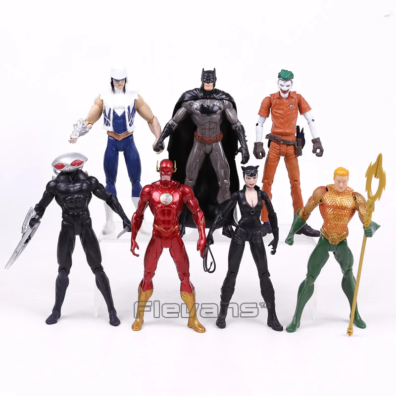 DC COMICS Action Figures 7pcs/set Batman Joker The Flash Catwoman Aquaman Captain Cold Black Manta