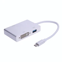 Aluminium alloy 4 in1 USB 3.1 Type C to HDMI+VGA+DVI+USB3.0 Female Adapter for Macbook Laptop Google New Chromebook Pixel
