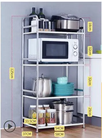 Size:58 * 38 * 18cm 304 Stainless Steel Microwave Rack/Kitchen Shelves 