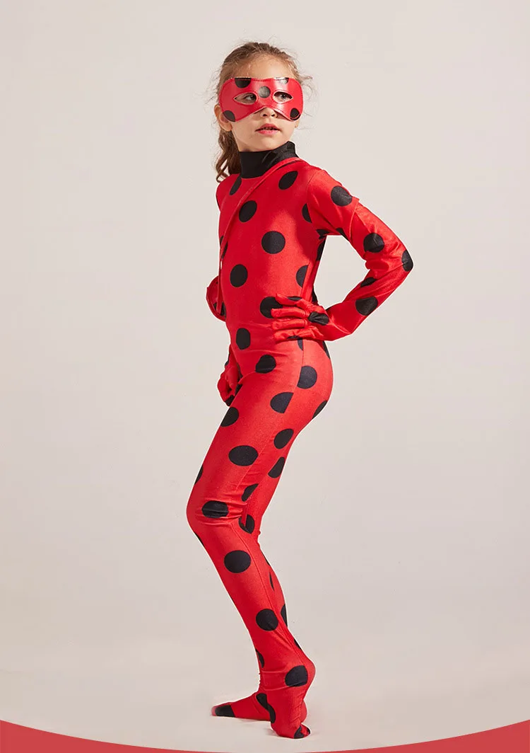 3 Pcs/set Kids Ladybird Costume Clothing Sets Anime Girl Lady Bug Cosplay Marinette Little Beetle Suit Lady Bug Jumpsuit C3082CH