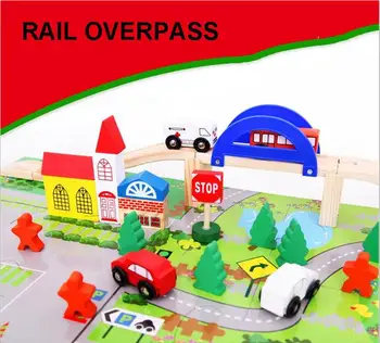 

Wooden Rail Overpass Toy Building Blocks Wooden Urban Overpass Track Car Children's Intelligence And Fun Early Education Toys