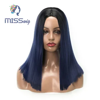 

MISS WIG yellow/Blue/Grey Short Straight Heat Resistant Synthetic Hair Wig For Black/White Women Cosplay Or Party Bob Wigs