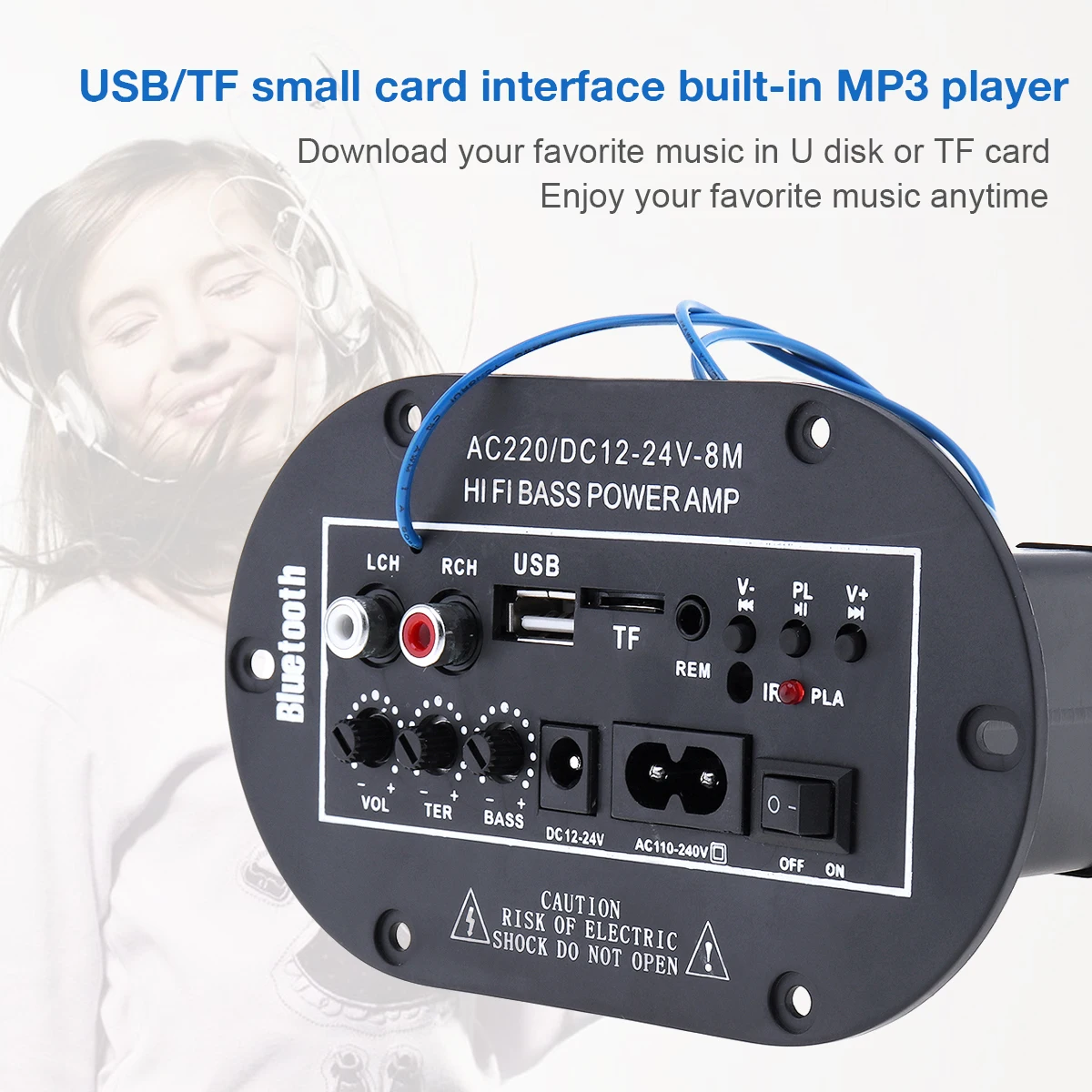 8 дюймов 25 Вт Hi-Fi Bluetooth автомобильный аудио усилитель мощности fm-радио плеер Поддержка SD USB DVD MP3 вход для автомобиля мотоцикла домашний аудио