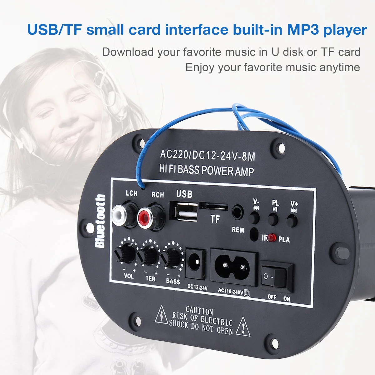 Автомобильный аудио усилитель мощности 8 дюймов 25 Вт Hi Fi Bluetooth FM радио плеер