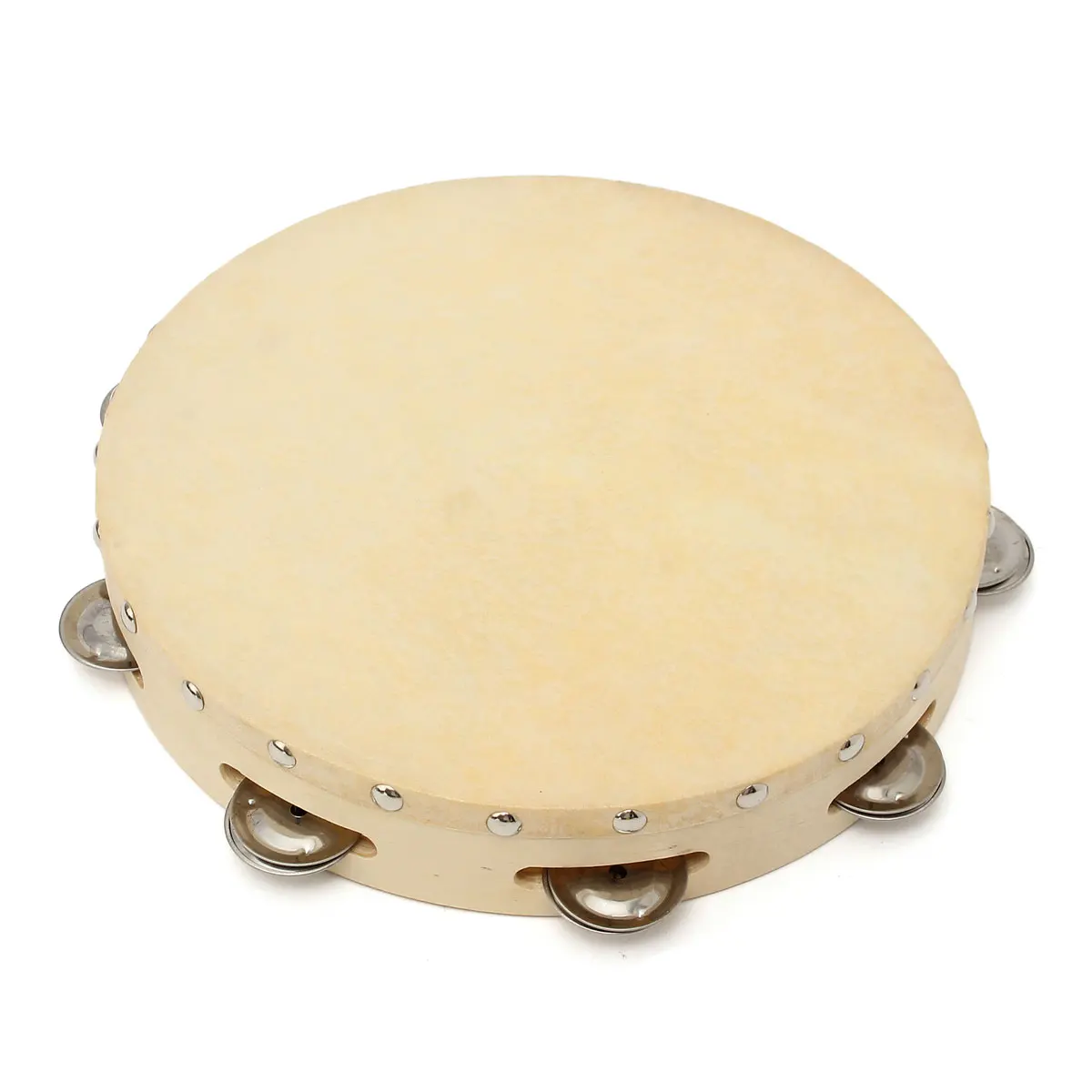  8pcs Bell 10 Inch Wood Round Hand Held Kids Tambourine For Children Kindergarten Teaching Musical P - 32895295968