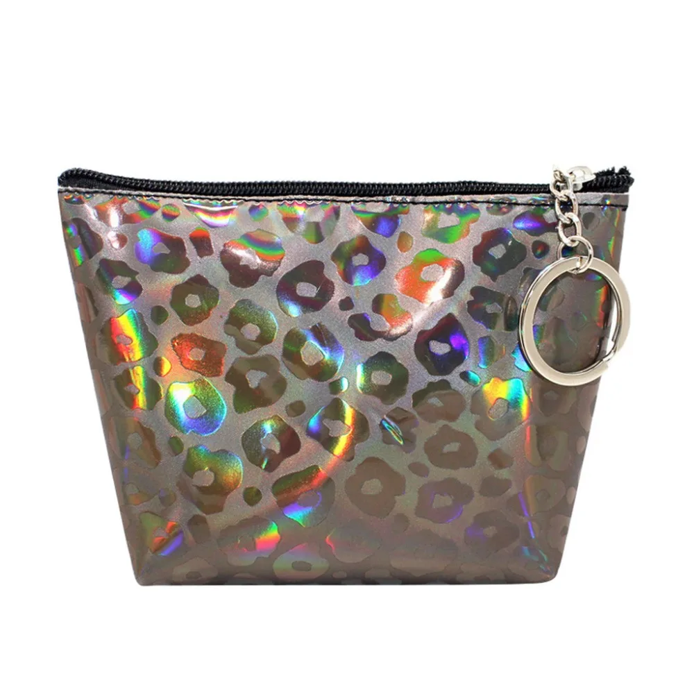 

Clutch bag Women Leopard Print laser Coin Purse Wallet Bag Change Pouch Key Holder Mini zipper bag A1