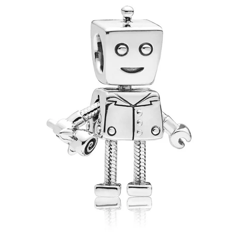

2019 New 925 Sterling Silver Bead Rob Bot Charm Fit Original Pandora Bracelet Bangle Necklace Women DIY Europe Jewelry Gift
