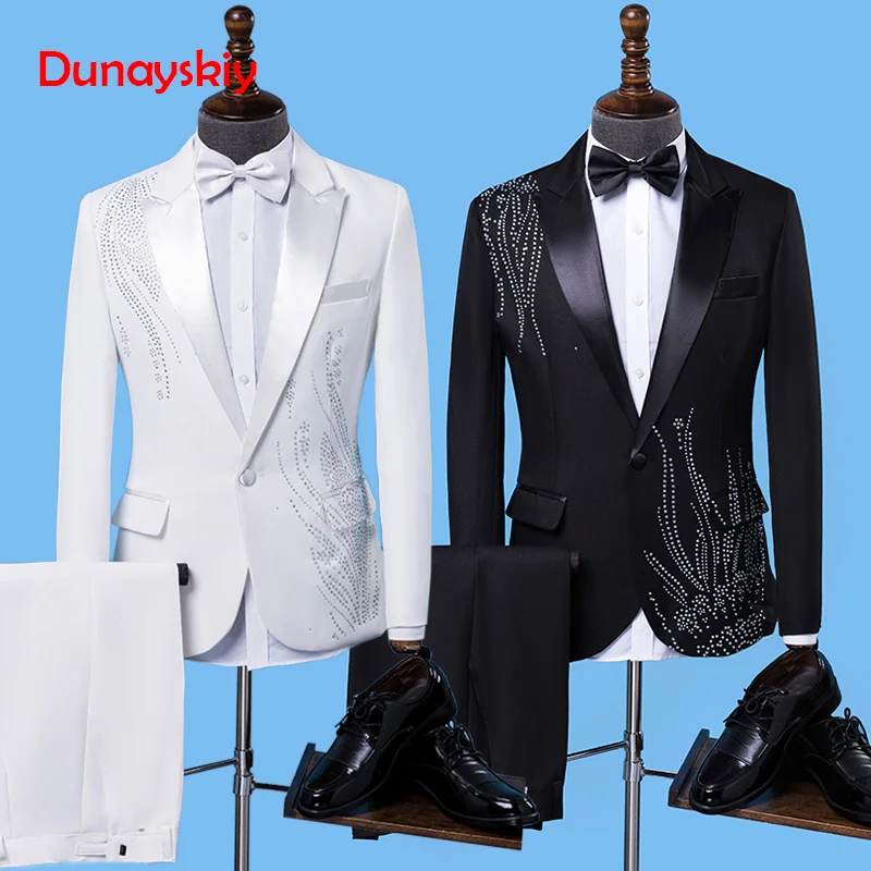New Fashion Men Suits black Embroidery Blazers Slim Fit Red White/Black Suits Wedding Business Male Tuxedos Single Buttons Suit New Fashion Men Suits black Embroidery Blazers Slim Fit Red White/Black Suits Wedding Business Male Tuxedos Single Buttons Suit