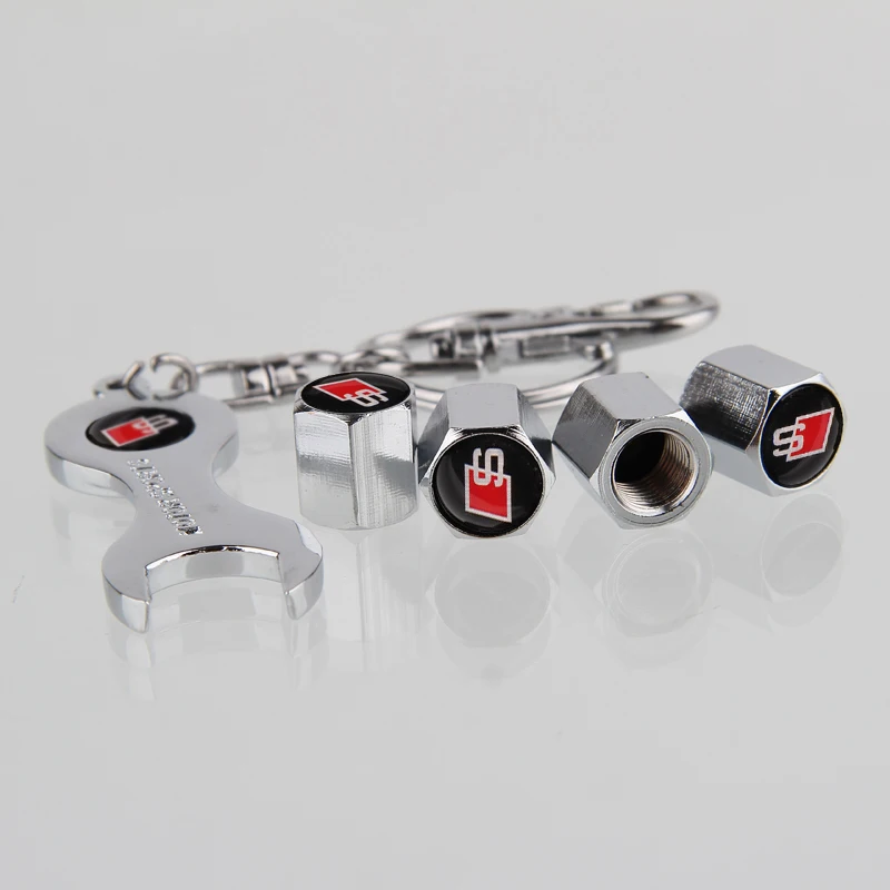 

KUKAKEY Square S 4pcs Antitheft Car Wheel Tire Tyre Valve Stem Air Cap Cover For Audi