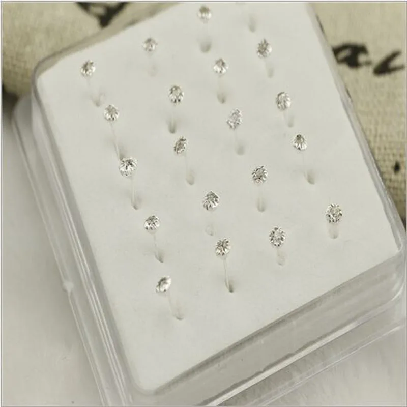 

20Pcs/Set 925 sterling silver Nose Piercing 2017 Fashion Body Jewelry Fake Nose Ring Bone Stud Surgical Nose Nail Ed052