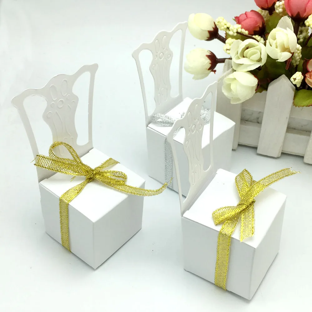 

50Pieces Chair Shape Place Card Holder Wedding Candy Box Gift Favour Boxes Wedding Bonbonniere Event Party Supplies
