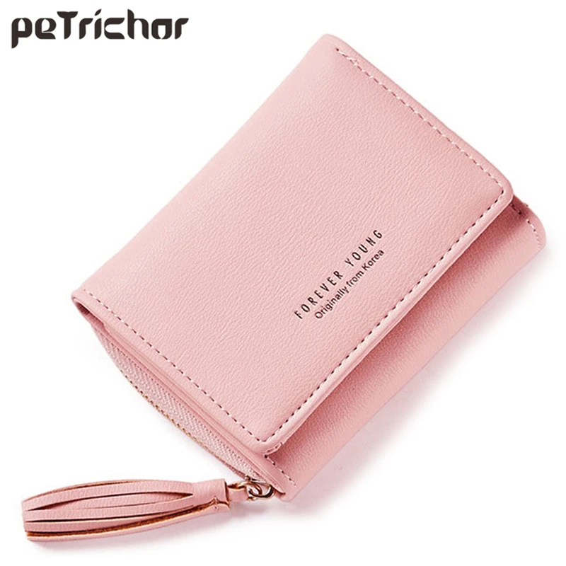 Hot Trifold Tassel Pendant Designer Small Wallets Women Card Coin Pocket Synthetic Leather ...