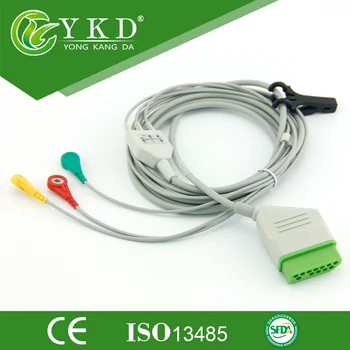 

Free shipping one-piece series patient cable with leads IEC,3LD,SNAP, 12pin