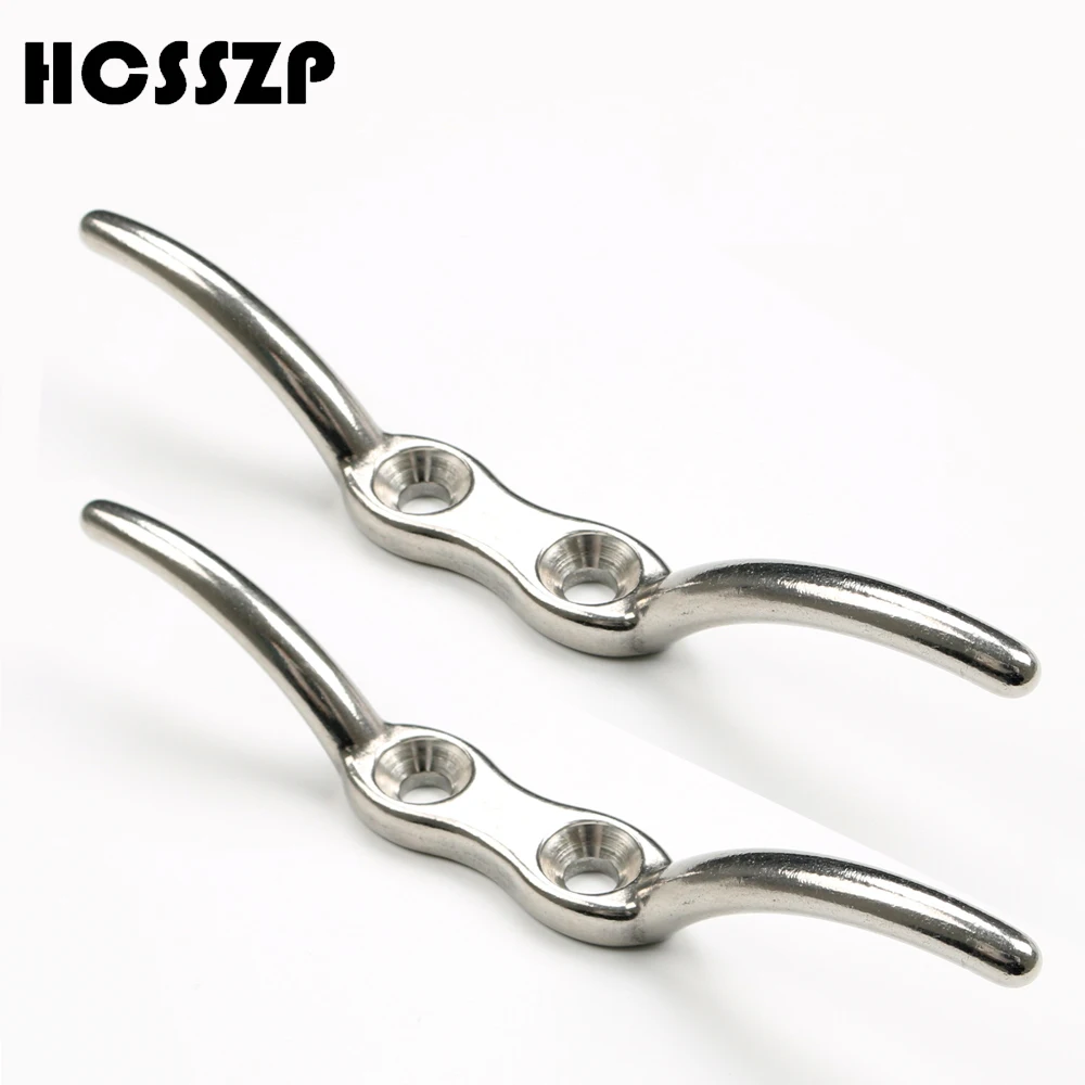 

HCSSZP 2PCS Flagpole Cleat Hook 316 Stainless Steel Silver Cast Hardware Fixed Hook for Flag Rope 4 and 6 inch Free Shipping