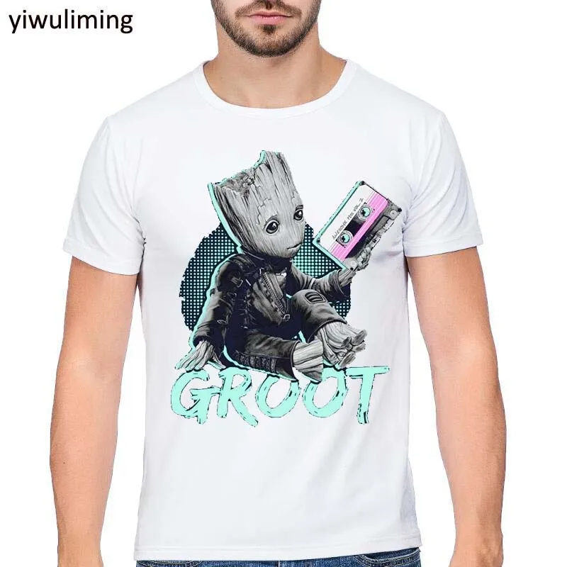 Для мужчин одежда 2019 groot футболки стражи Галактики I AM GROOT взрослых Футболка Для мужчин футболка модные Летние футболки