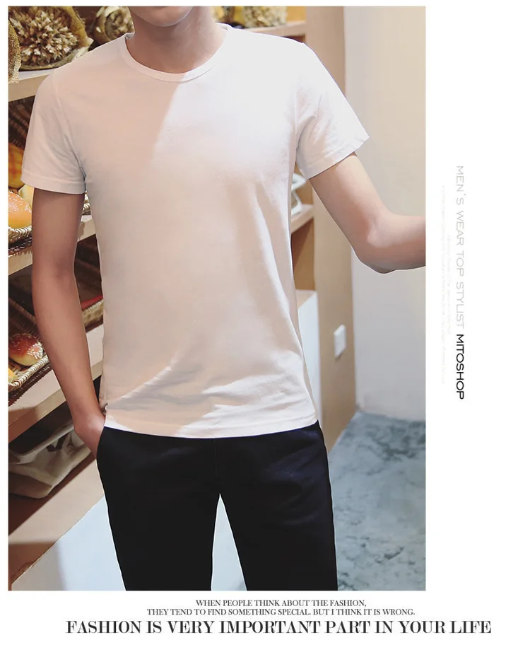

2019 Summer Men's Pure Color Short-sleeved T-shirts Round Collar Male T-shirts Cultural Casual Harajuku Streetwear Tees Tops