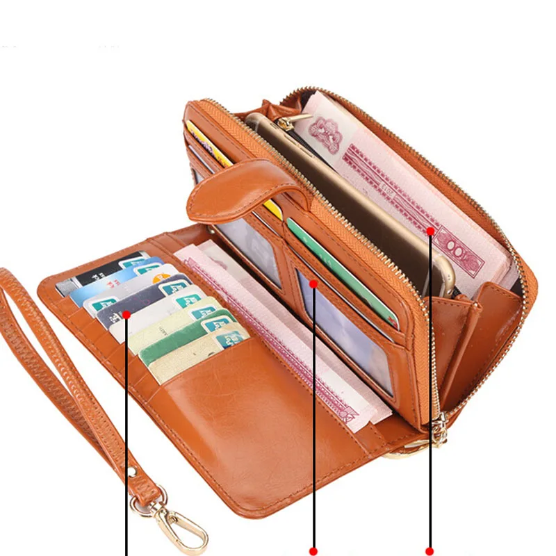 Женский кожаный бумажник наивысшего качества, многофункциональный Женский кошелек, длинный большой вместительный кошелек с отделением для карт