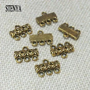 

vintage Gold silver pendants bails connector 3 rows strands toggle clasps necklace findings link multilayers buckle beads W/Loop