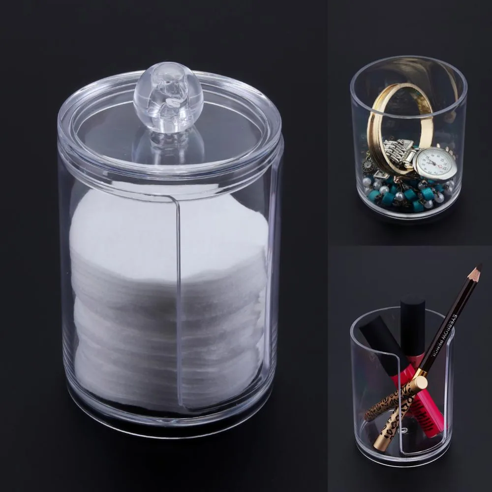 

Cylinder Acrylic Cotton Storage Box Makeup Cotton Nail Remover Container Hold Make up Cotton Pad Box