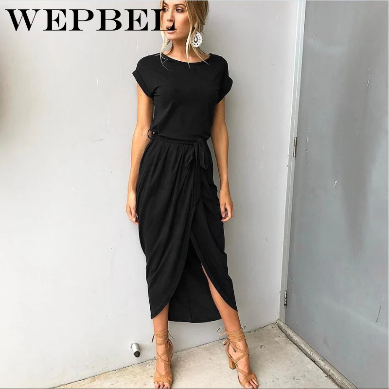 

Wepbel Plus Size Party Dresses Women Summer Long Maxi Dress Casual Slim Elegant Dress Bodycon Female Beach Dresses
