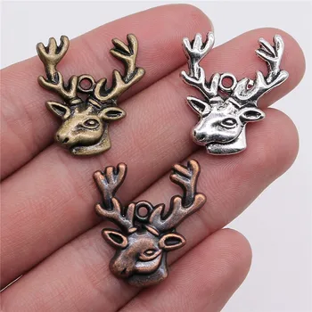 

WYSIWYG 10pcs 25x23mm Reindeer Deer Head With Antlers Charms Pendant For Jewelry Making DIY Jewelry Findings