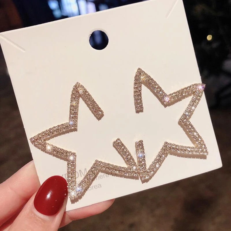

Shiny Side New Fashion Brand Jewelry Simple Crystal for Women Statement Gift Elegant Star Earrings Free Shipping